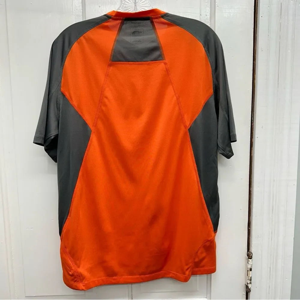 The North Face vaporwick athletic short sleeve shirt men's large orange and grey